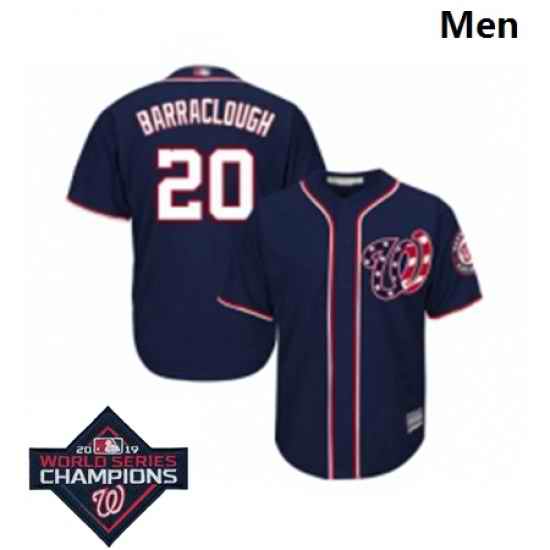 Mens Washington Nationals 20 Kyle Barraclough Navy Blue Alternate 2 Cool Base Baseball Stitched 2019 World Series Champions Patch Jersey